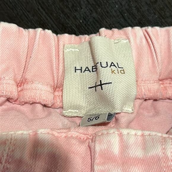 Habitual kid Short Puff Sleeve Smocked Stripe Top& Lace Up Front Denim Short 5/6 - Picture 6 of 7